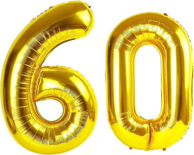 40 Inch Gold Balloon Number 60 Balloon,Jumbo Mylar Foil Helium Balloon for 60 Birthday Digital Balloons for Birthday Party,Wedding Anniversary Party Decorations
