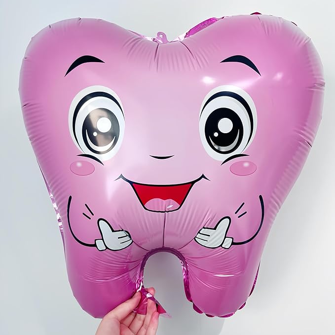 4Pcs Cute Tooth Balloons for Baby Full Moon Party/Dentist Dental Graduation Party Decor/Teeth Theme Supplies/Children's Oral Health Education Activity/Dental Student Graduation/Tooth Clinic Decor