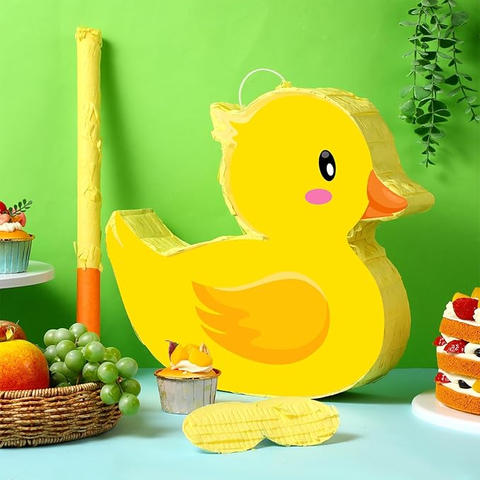 Aoriher Duck Piñata Birthday Party Supplies Piñata with Yellow Blindfold for Party Favor Birthday Decorations