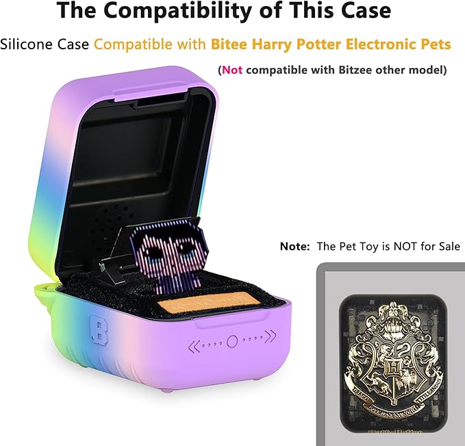 Silicone Case for Bitzee Harry Potter Interactive Digital Pet, Protective Cover for Harry Potter Bitzee Virtual Electronic Pets Accessories (Rainbow Case)