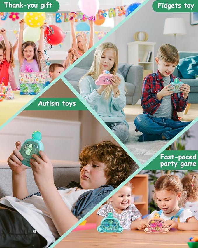 Handheld Water Game with Light - Unicorn & Dinosaur Toys - Water Ball Target Toy for Kids Ages 3+, Retro Fidget, Screen-Free Car Travel Game, Road Trip, Airplane, Portable Autism Gift