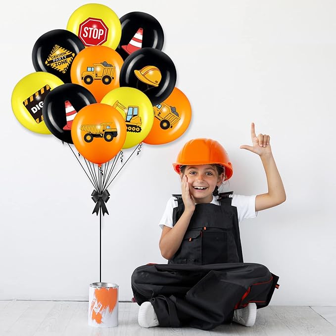 Zomiboo 45 Pieces Construction Balloons, 12 Inch Truck Birthday Party Decorations for Children Shower Dump Truck Birthday Party Construction Zone Theme Traffic Zone Theme Activity Supplies