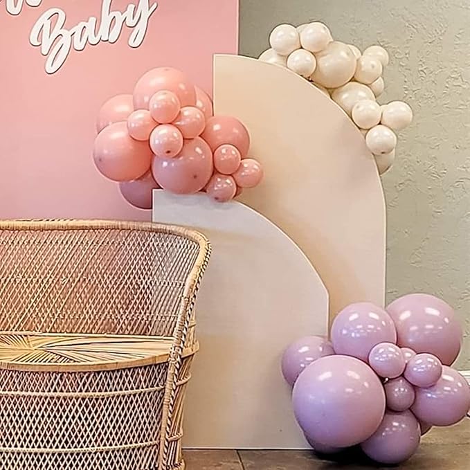Purple Pink Balloon Garland Arch Kit Nude White Double Stuffed Balloons Cream Blush White Sand Latex Balloons Peach Pastel Light Purple Dusty Pink Balloon Birthday Party Decoration Boho Wedding