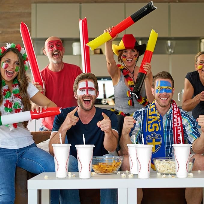 Hxezoc 16 Pieces Plastic Baseball Cups Reusable Cute Party Cups 24 oz Sports Party Gifts for Baseball Game Sport Birthday Party Decoration Supplies