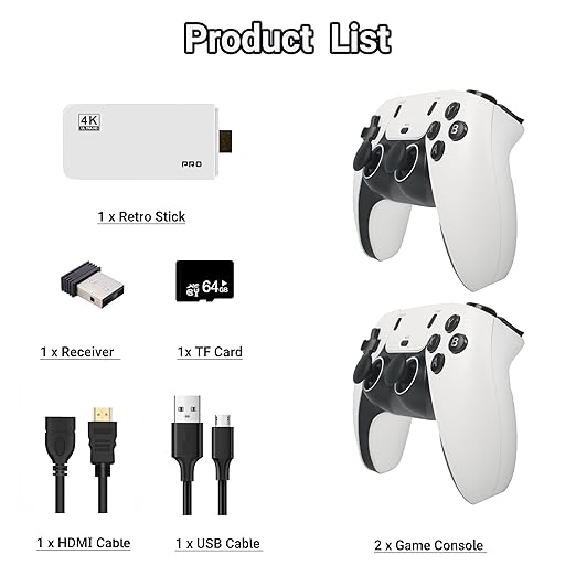 Retro Gaming Console 39,000+ Games, Plug and Play Video Game Console Built-in 28 Classic Emulators, 4K High Definition HDMI Output for TV with Dual Controllers