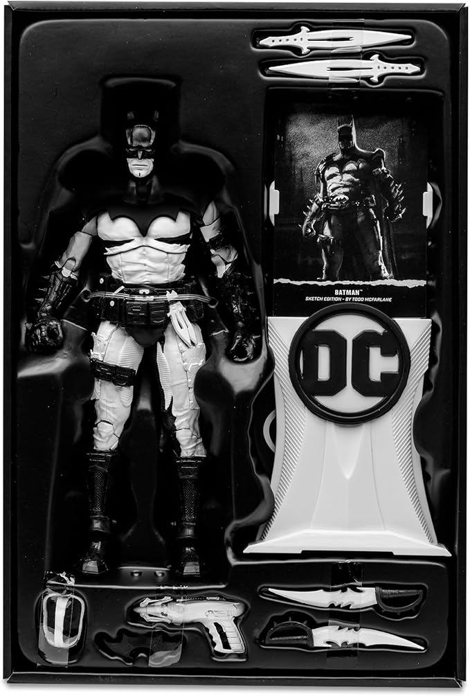 McFarlane Toys DC Multiverse Batman 7-Inch Scale Figure - Sketch Artist Edition with Exclusive Accessories, Ultra Articulation, Designer Box, and Collectible Art Card for Collectors