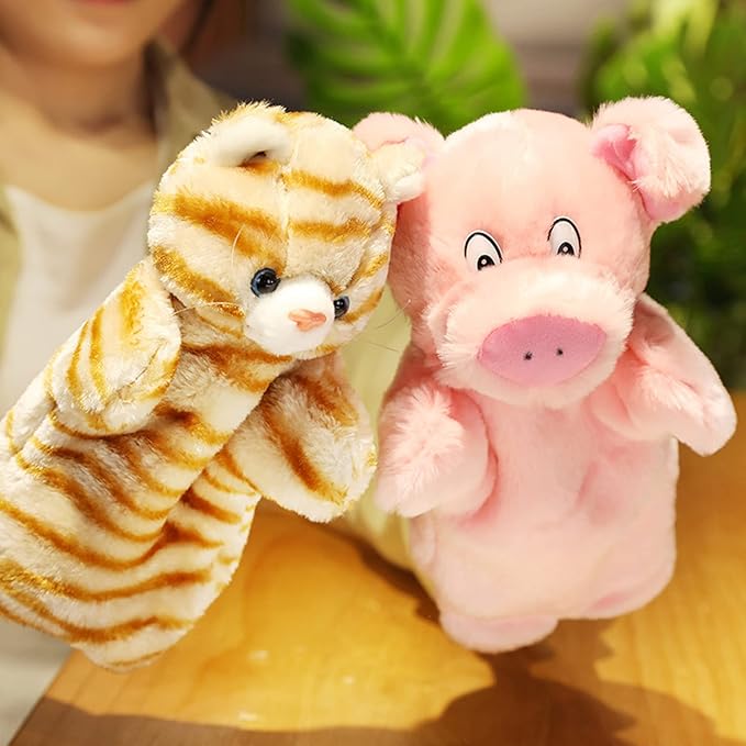 Tabby Cat Hand Puppets Kitten Plush Animal Toys Dolls for Kids Imaginative Pretend Play Storytelling