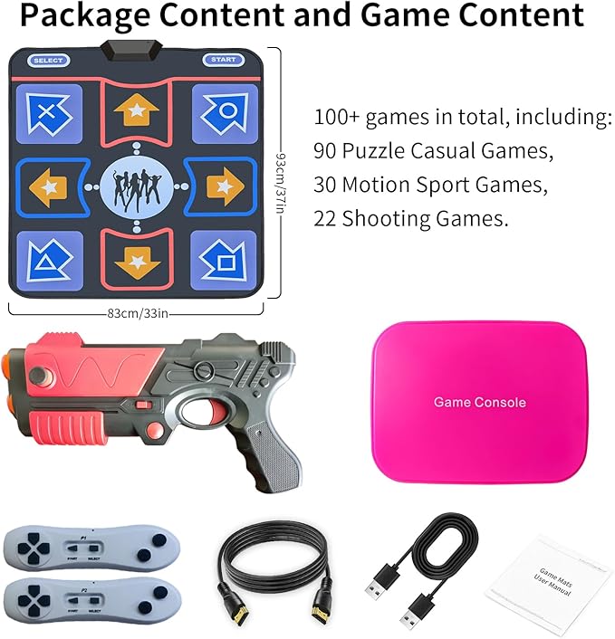 Retro TV Game Console for Kids,Kids TV Games with Dance Mat,with 21 AR Gun Shooting Game, 200+ Dance mat Songs,100+ independently Developed Games, Plug and Play,Giftware for Boys & Girls