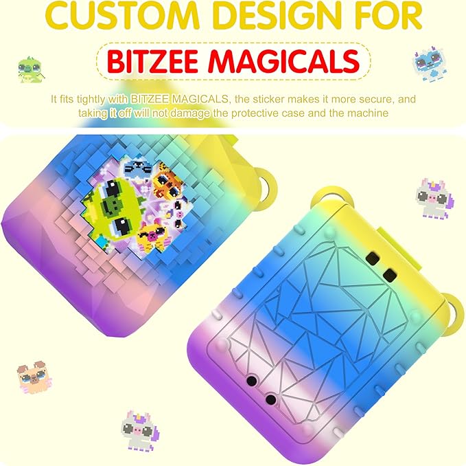 Silicone Case for Bitzee Magicals Interactive Toy, Anti-Scratch, Washable, Shockproof Silicone Protective Cover for Bitzee Magicals Interactive Toy Accessories with Lanyard - Colorful