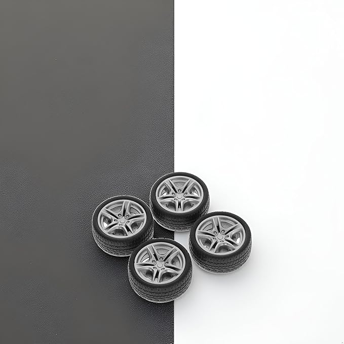 4 Pcs Black Tires, 48mm Simulation Rubber Wheel Tire Wheel Toy Model DIY RC Spare Parts Easy Installation,Tire and Sets,Remote and App Controlled Vehicles and Parts,and Tires