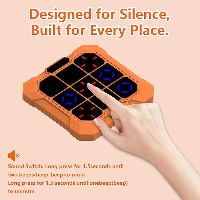 Tic Tac Toe，Four in One Handheld Puzzle Game Machine Exercise Memory, Portable Pocket Game, Suitable for Christmas and Birthday Gifts for Children Aged 6 and Above (Blue)