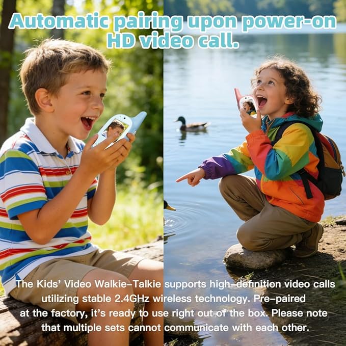 Walkie Talkies for Kids, 2 Pack 720P Video Walkie Talkies for Kids Rechargeable Long Range Video Walkie Talkies, Toys Gifts for Family, Camping, Hiking for Boys Girls Ages 3-12 (Blue+Pink)