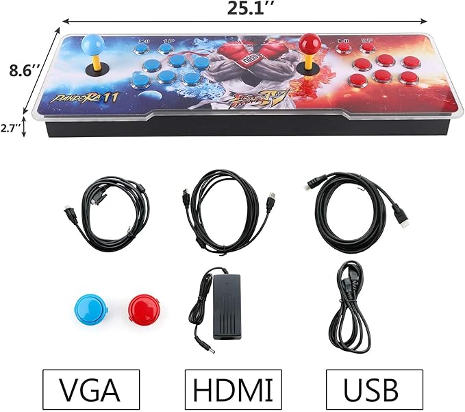 Pandora's Box 11 Arcade Game Console, 30000 Games, 3D Support, Upgraded CPU, 4-Player, Favorite List (Blue)