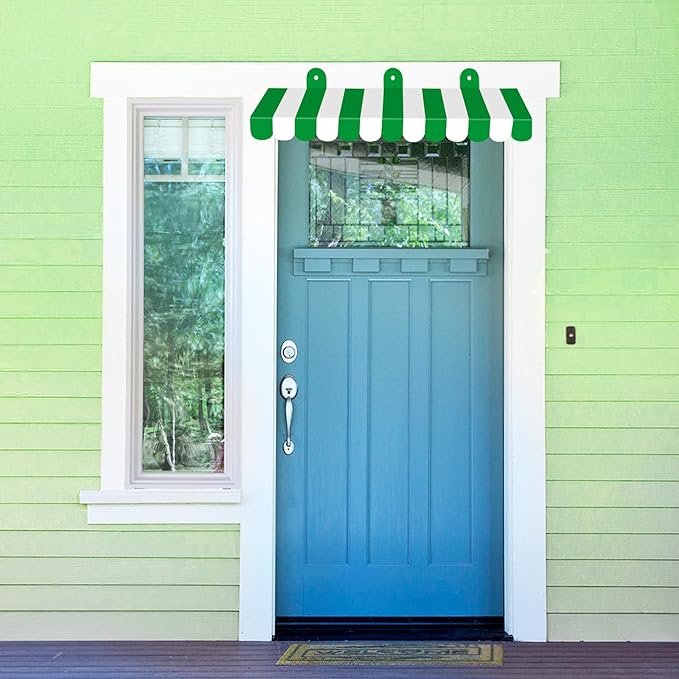 2 Pcs Circus Awning Wall Decorations 3D Carnival Striped Awnings for Carnival Theme Party Lemonade Stand Classroom Decoration Circus Party Supplies (Green and White)