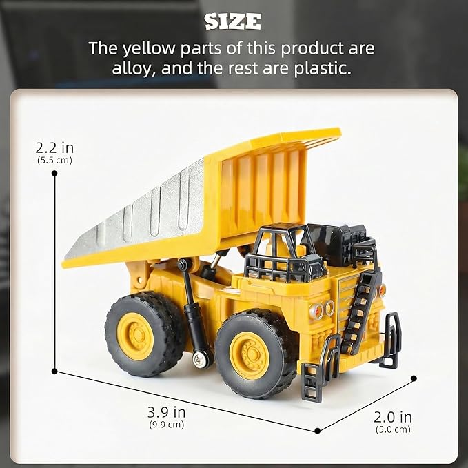 Remote Control Dump Truck for Boys Adults, Metal Rc Dump Truck, 10-Channel Construction Vehicle Gift for Kids Birthday or Christmas