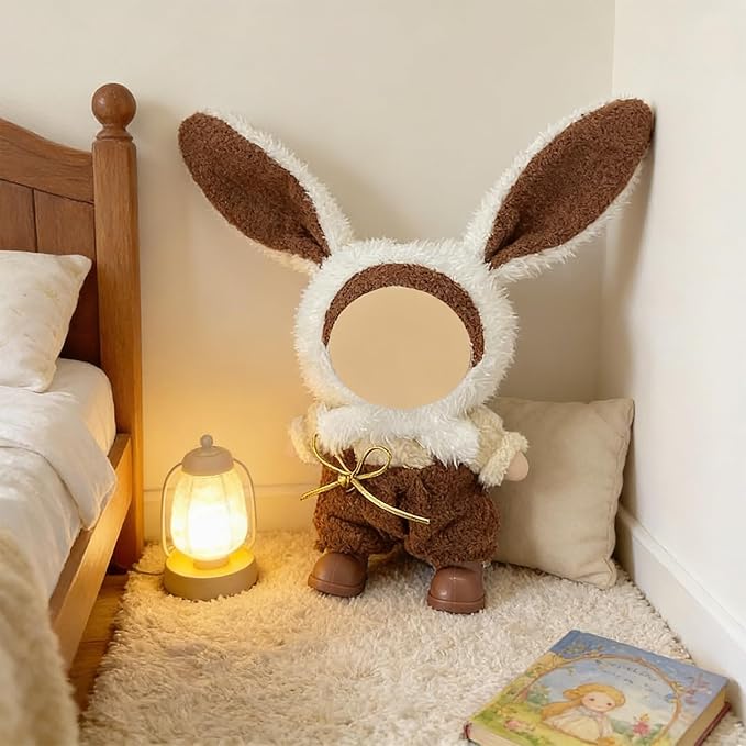 3PCS Animal Costume Outfits for 17cm Dolls, Include Blue Penguin, Brown Rabbit, and Festive Clown Clothes with Shoes and Mini Bottle, Cute Dress Up Accessories, (No Dolls)