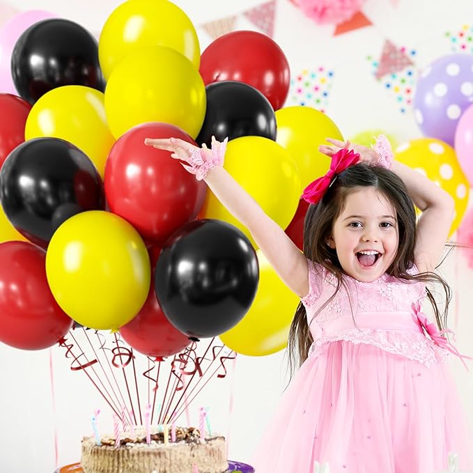 Red Black Yellow Balloon, Black with Printed Balloons, 50pcs 12inch Cartoon Game Balloons for Boys Girls Cartoon Theme Party Decorations Birthday Balloons Baby Shower Party Supplies
