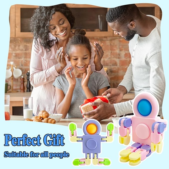 20 Pcs Funny Sensory Fidget Toys,Transformable Chain Robot Finger Toy,Stress Relief Fingertip Gyro Toys for Party Favors,Gifts,Classroom Supplies Prizes