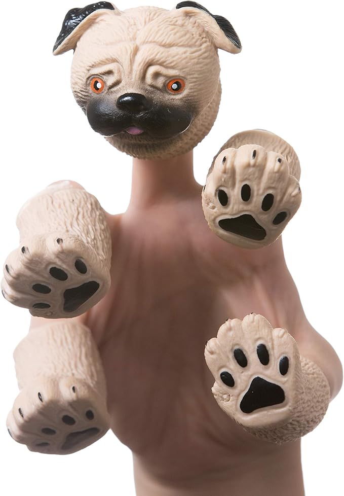 AQKILO Finger Puppet Set, Animals Puppet Show Theater Props, Novelty Toys Weird Stuff Gifts (Squirrel & Pug)