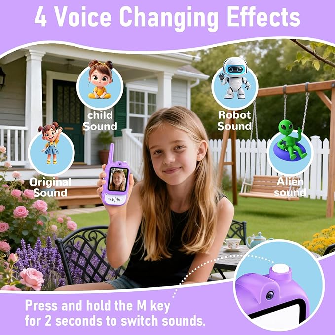 Lapare Video Walkie Talkies for Kids, Rechargeable 2-Way Radio with HD Color Screen, Real-time Video Toys for Girls, Kids Outdoor Camping Hiking, Birthday Gifts