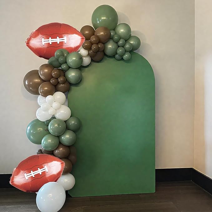 Football Balloons, 12 Inch Sage Green White Brown Football Printed with Football Foil Balloon For Boys Game Sports Birthday Party Football Themed Decorations