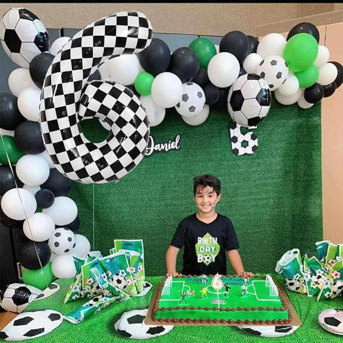TONIFUL 40 Inch Checkered Number 6 Balloon 6th Race Car Birthday Party Supplies Black and White Large Number Balloon for Girls Boys 6th Birthday Fast Race Car Flag Party Decorations