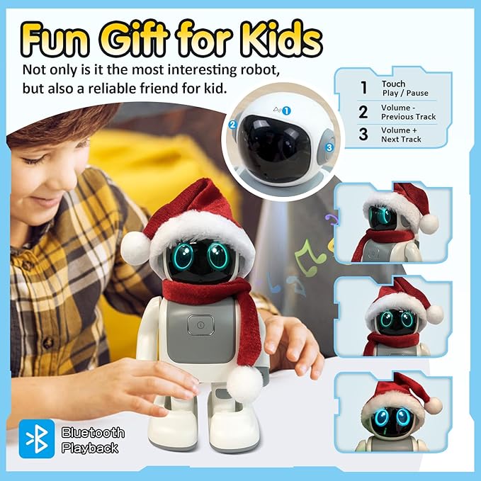 Gsou Dancing Robot Speaker Toys for Kids & Adults, Portable Dancing Bluetooth Speaker with LED Lights, Intimate Companion, Programmable Interactive Robot Toys with iOS & Android APP Remote