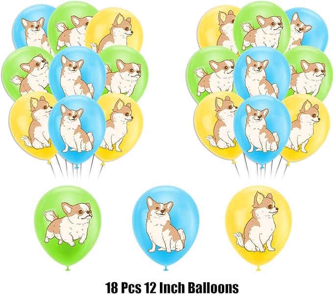 Chihuahua Birthday Party Supplies Chihuahua Dog Party Decorations Includes Chihuahua Dog Happy Birthday Banner Hanging Swirls Cake Topper Cupcake Toppers Balloons
