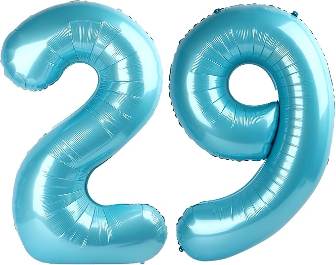 40 Inch Light Blue Number 29 Digital Balloon,Jumbo Mylar Foil Helium Balloon for 29 Balloons for Birthday Party,Wedding Anniversary Party Decorations