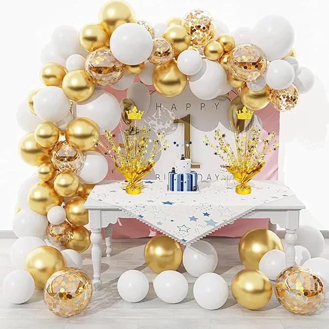 6 Pack Metallic Foil Spray Centerpiece Star Table Decoration Burst Table Centerpieces for Birthday Wedding Anniversary Graduation Holiday Party Supplies Decor (Golden Crown)