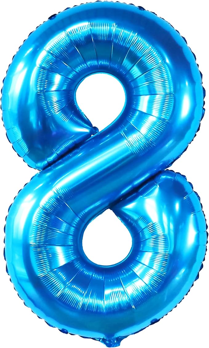 KatchOn, Giant Blue 8 Balloon - 40 Inch | Blue 8 Number Balloon| 8 Birthday Balloon, 8th Birthday Decorations | Number 8 Balloon Blue for Blue 8 Year Old Boy Birthday Decorations