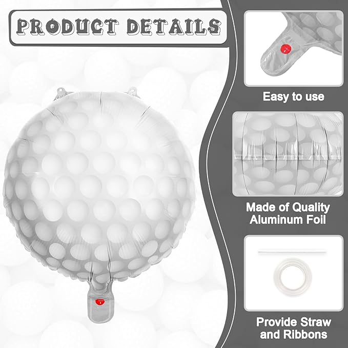 12 Pcs Golf Balloons,18 Inch Golf Party Foil Balloons,Sports Mylar Balloon Golf Birthday Decorations for Golf Sports Theme Party Supplies (Golf)