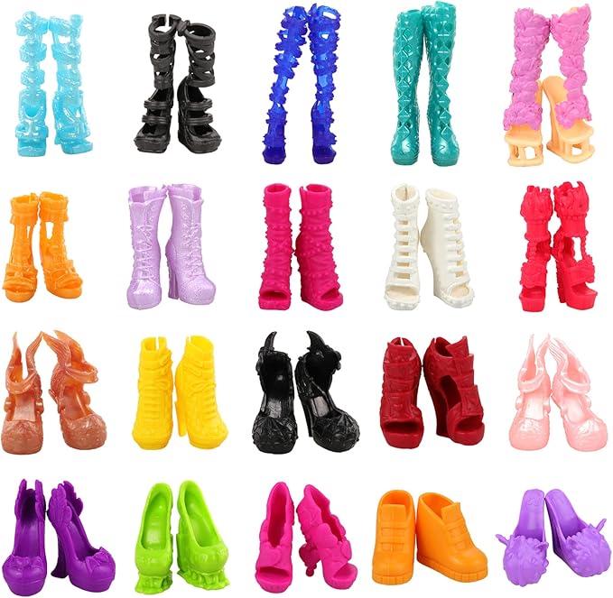 BARWA 6 Sets Doll Clothes and 6 Shoes for 11 inch Monster Girl Doll Aessories Fashion Outfits Casual Tops Pants