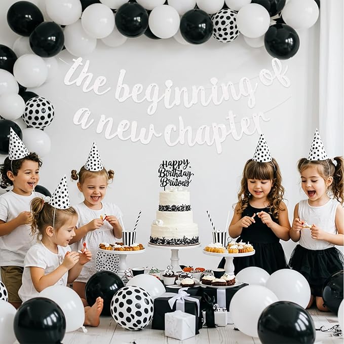 BEISHIDA Glitter White The Beginning of A New Chapter Banner,Pre-Strung Farewell Book Themed Housewarming Party Congratulations Decorations,Going away party Garland,Graduation Sign 2026 Banner,retirement Supplies,NO DIY