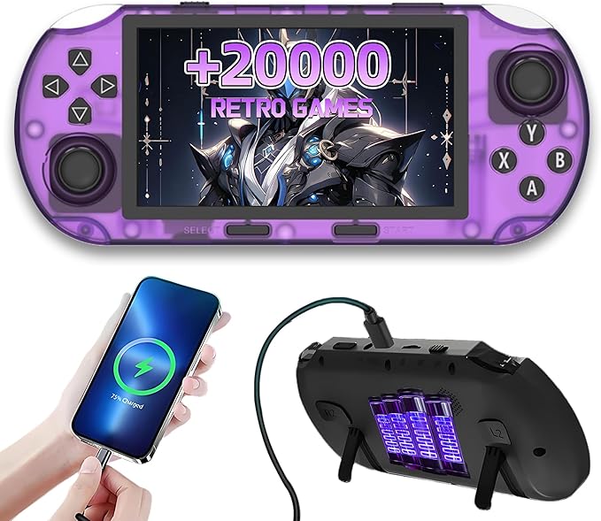 SF3000 Retro Handheld Game Console,20000+ Games,HD TV Output Retro Gaming Console,E-Book/Music/Video Playback/Emergency Charging of Phone,14 Emulators,4.5-Inch IPS Screen,Dual Core Processor (Purple)