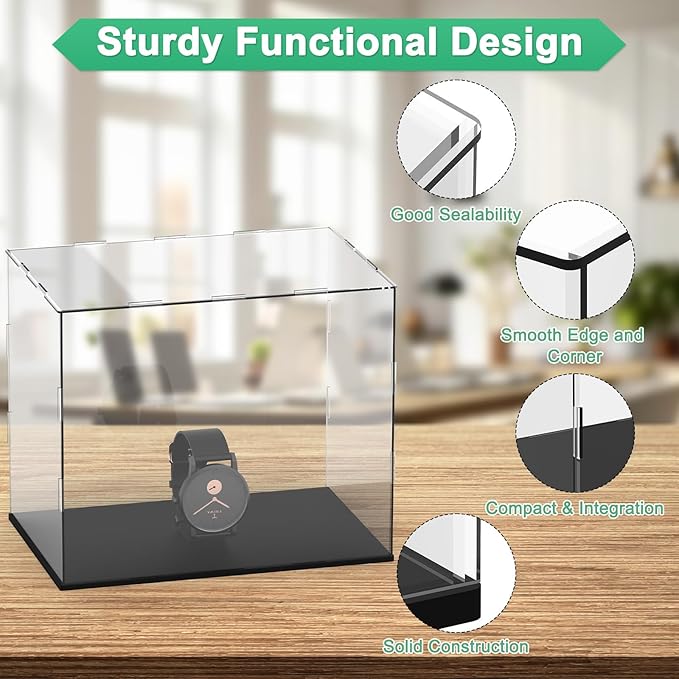 Clear Acrylic Display Case, 12 x 8 x 10 Inch Assemble Clear Acrylic Display Box Dustproof for Action Figures/Model/Statues/Collectibles/Doll/Toys/Home Storage