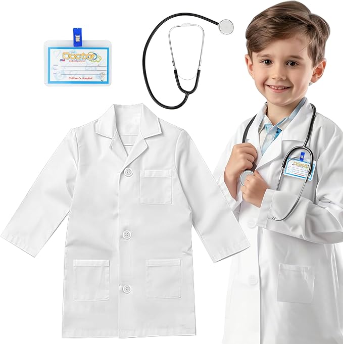 RioRand Kids' Doctor Lab Coat Costume with Accessories Role Play for Boys Girls Playset Nurse Costume Age 3-12