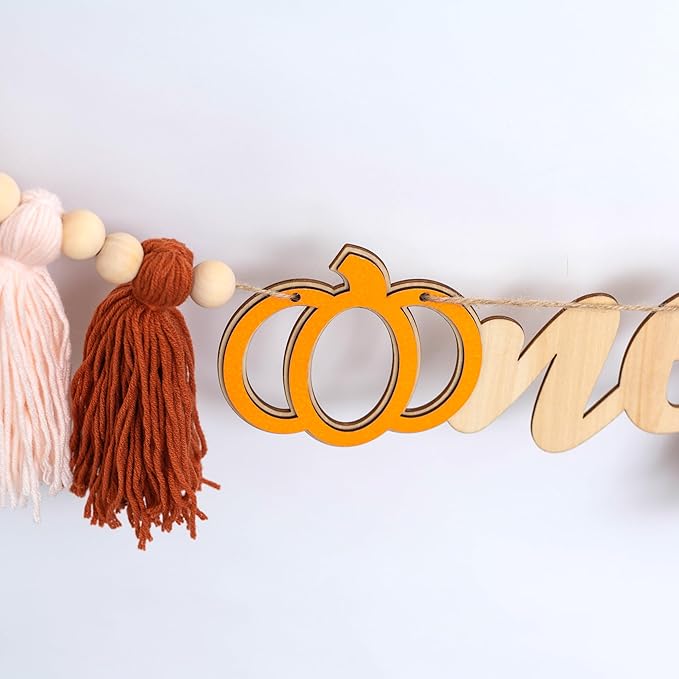 Gostman Pumpkin Tassel High Chair Banner - 1st Birthday Decorations, Fall Highchair Decor for First Birthday