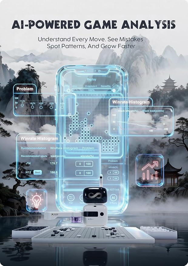 Go Professional – AI Smart Go Board with Robotic Arm, 23-Level AI for All Skill Levels, Apex Duel, Real-Time Game Review, Wi-Fi OTA Updates