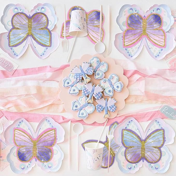 100Pcs Butterfly Napkins, 10.2 x 12.6 Inches, Fairy Napkin, Spring Flower Party Napkins, Fairy Table Decorations Floral Napkin for Weddings Floral Spring Butterfly Birthday Decorations