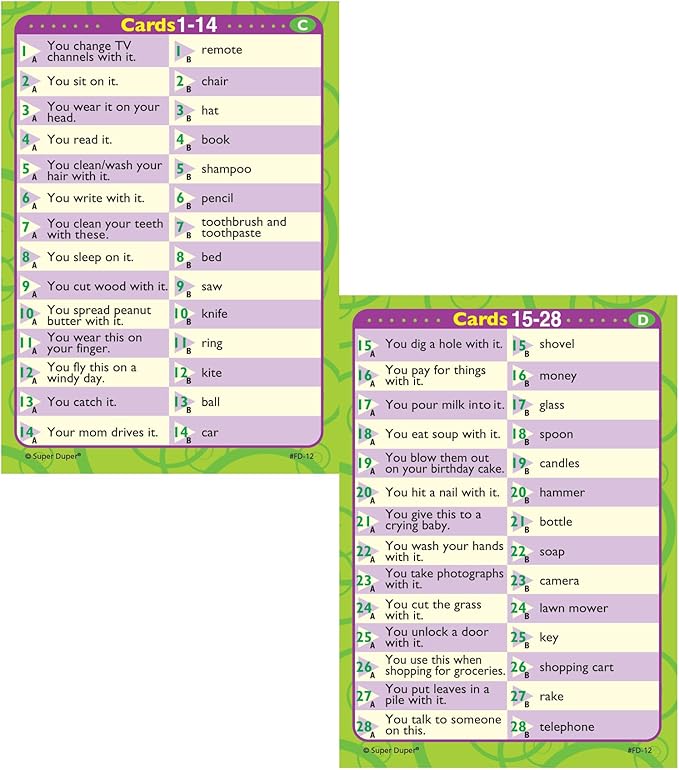 Super Duper Publications | Function Match-Ups Flash Cards | Identify and Describe Everyday Objects Fun Deck | Educational Learning Materials for Children