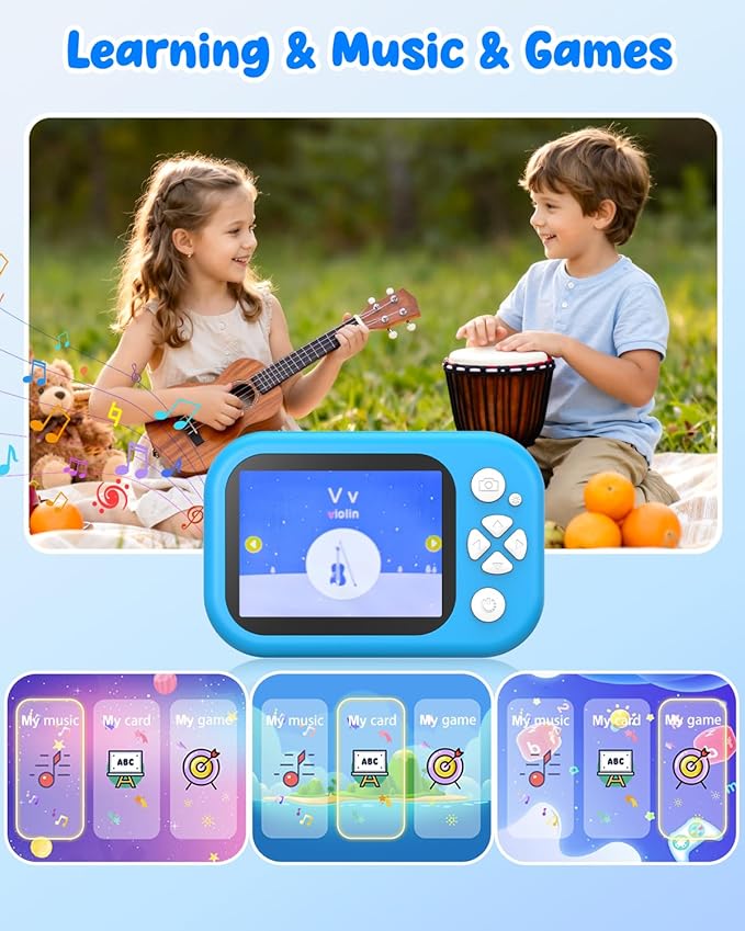 Waterproof Kids Camera, Underwater Camera for Kids 1080P Digital Video Camcorder with 2.4” Display, 32GB TF Card, Emergency LED Flash, Diving Swimming Beach Pool Toys for 3-12 Years Old Boys, Blue