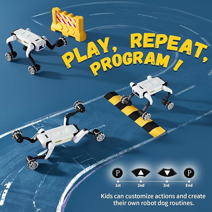 Stunt Robot Dog RC Toys with Wheels for Ages 8-13, Interactive Programmable Voice & Remote Control Pet Robot Toy for 6+ Year Old Kids Boys Girls Birthday Gift