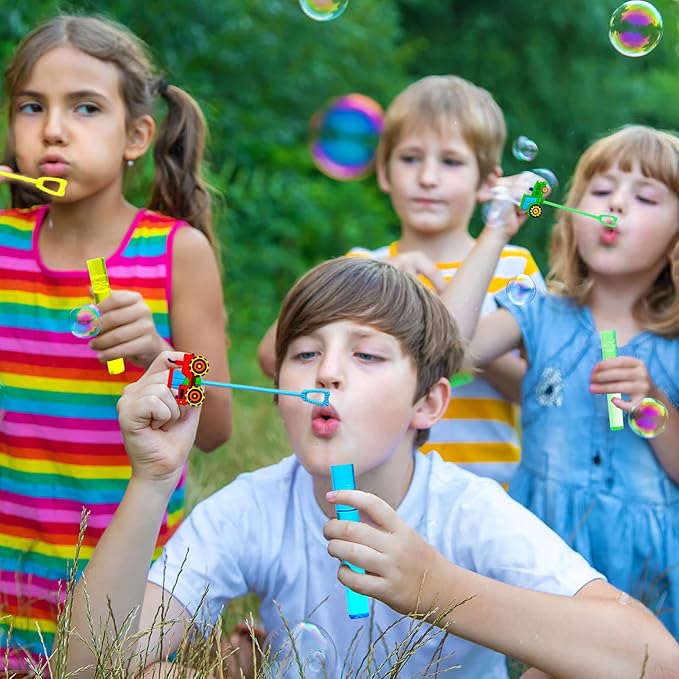 Tractor Party Favors,24Pcs Farm Tractor Bubble Wands for Kids, Cute Bubble Wand for Birthday Party Supplies Classroom Prizes Pinata Goodie Bag Stuffers Gift