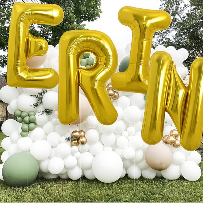 TONIFUL 40 Inch Large Gold Letter I Balloons - Helium Filled, Foil Mylar Big Balloons for Birthday Party & Anniversary Decorations