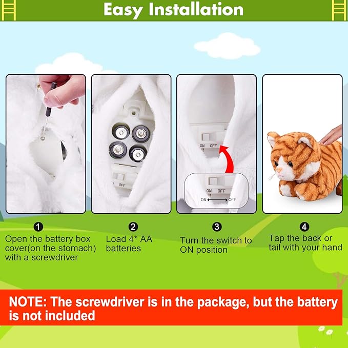 Pattern Yellow Plush Cat Stuffed Animal Interactive Cats Robot Barking Meow Kitten Touch Control, Electronic Pet Kitty Animated Toy Cats for Girl Baby