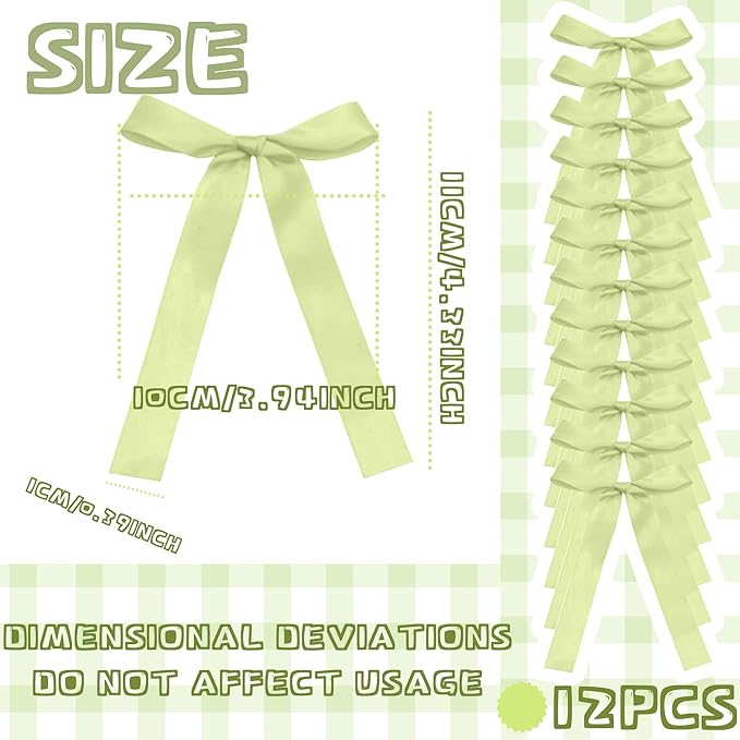 12 PCS Green Bow Cake Topper Coquette Ribbons Bows Cake for Decorating Dessert Green Bowknot Birthday Cake Toppers Baby Bridal Shower Party Favors