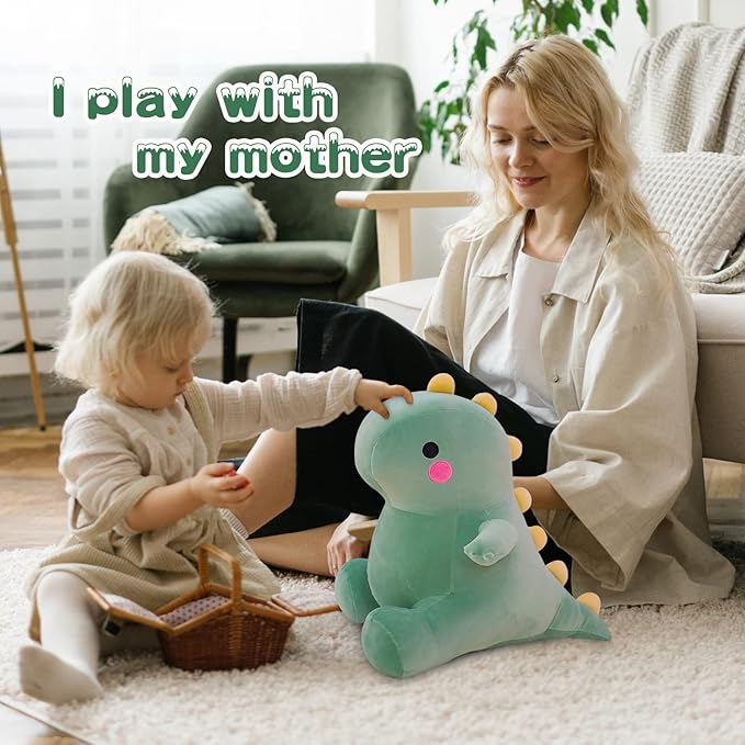 Cute Dinosaur Plush Toys, Fat Dinosaur Stuffed Animals Toys Dolls, Dinosaur Plush Toy Soft Stuffed Animal Dino Plushies Doll Cute Birthday Gifts for Kids Girls Boys (Green,23in)