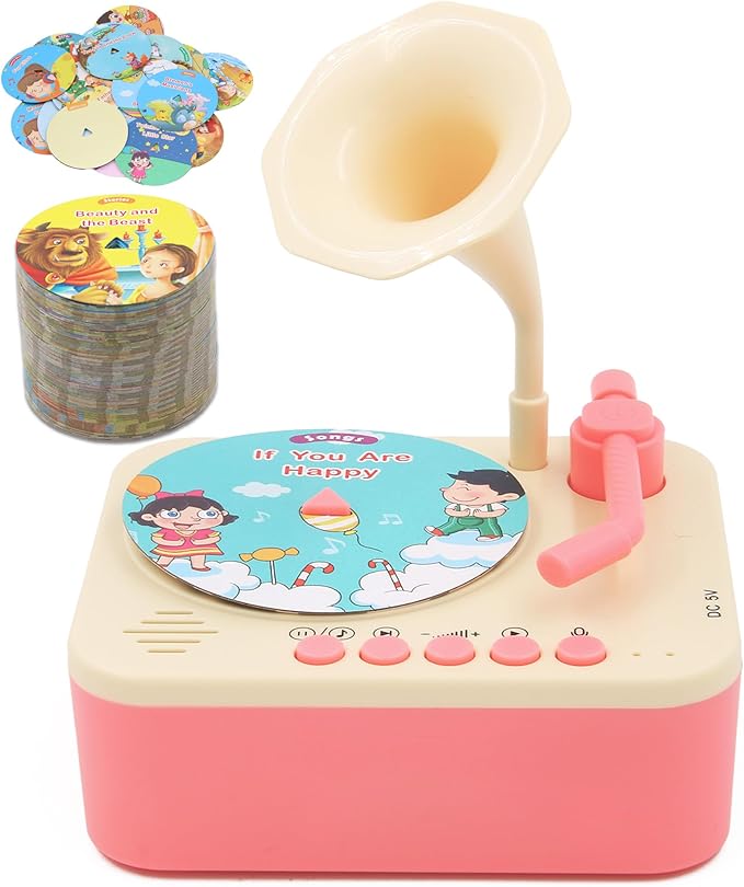 Toddler Phonograph with 99 Cards, Kids Record Player, Story & Music Player, Toddler Music Player, Educational Phonograph for Boys and Girls Age 3+, Kids Toys for Early Learning , Age 3+