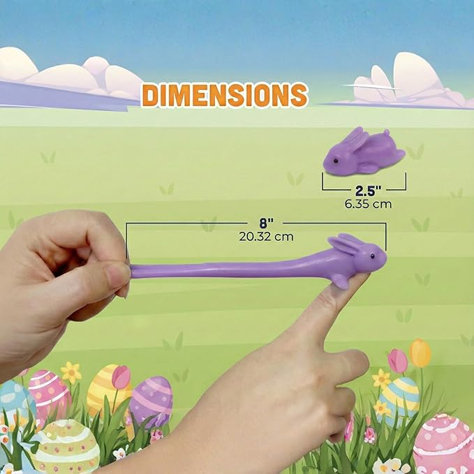 PICK A TOY Bunny Favor Toys for Girls and Boys, 36 Pcs Rubber Finger Flicker Stretchy Slingshot for Kids, Birthday Goodie Bag, Easter Egg Stuffers , Classroom Treasure Chest Treats